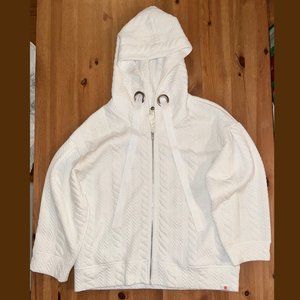 Braided White Zip Up Sweater | Sz: Small